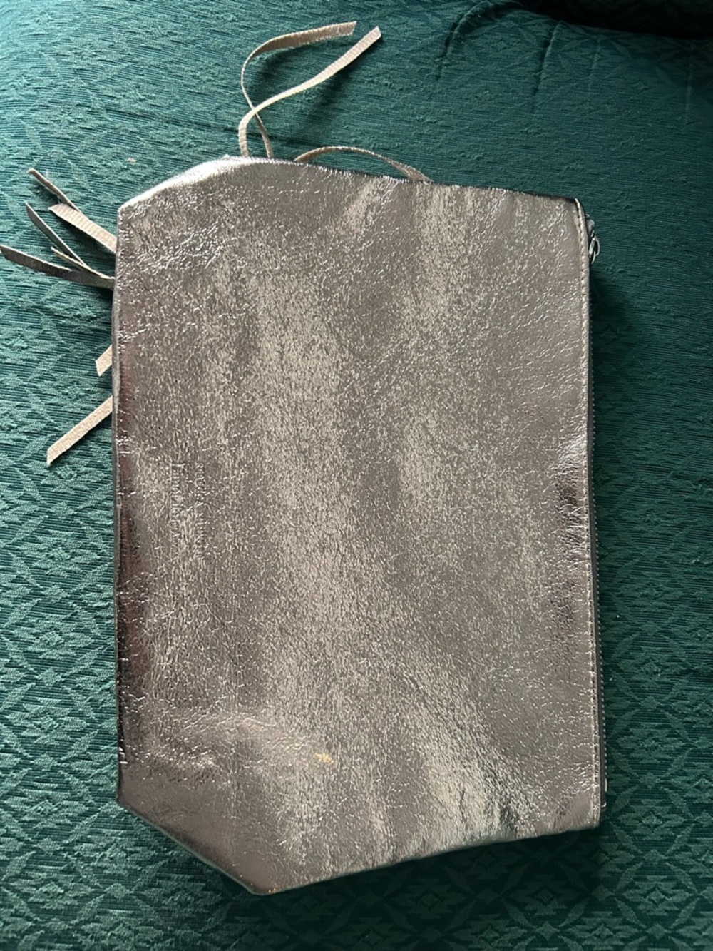 Metallic Silver Zip Pouch Clutch